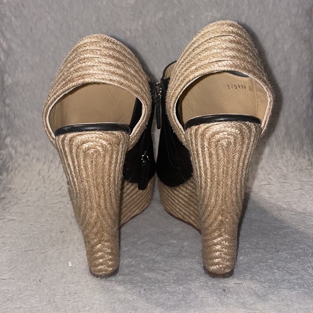 Gucci Black ‘Tiffany’ Peep Toe Espadrille Wedge Sandals size 38.5 - Picture 3 of 10